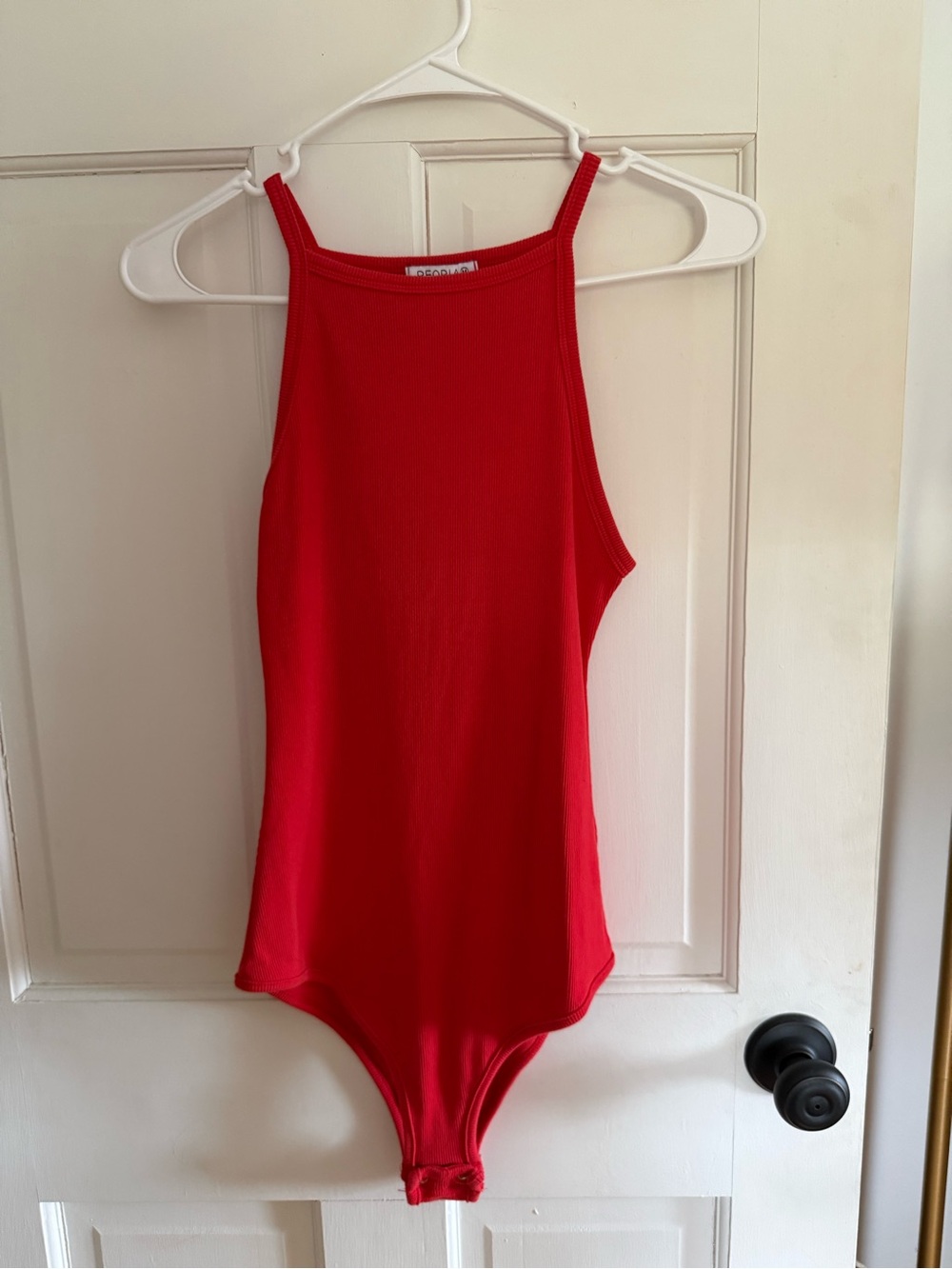 ReoRia Bright Red Ribbed Girls' Tank Bodysuit